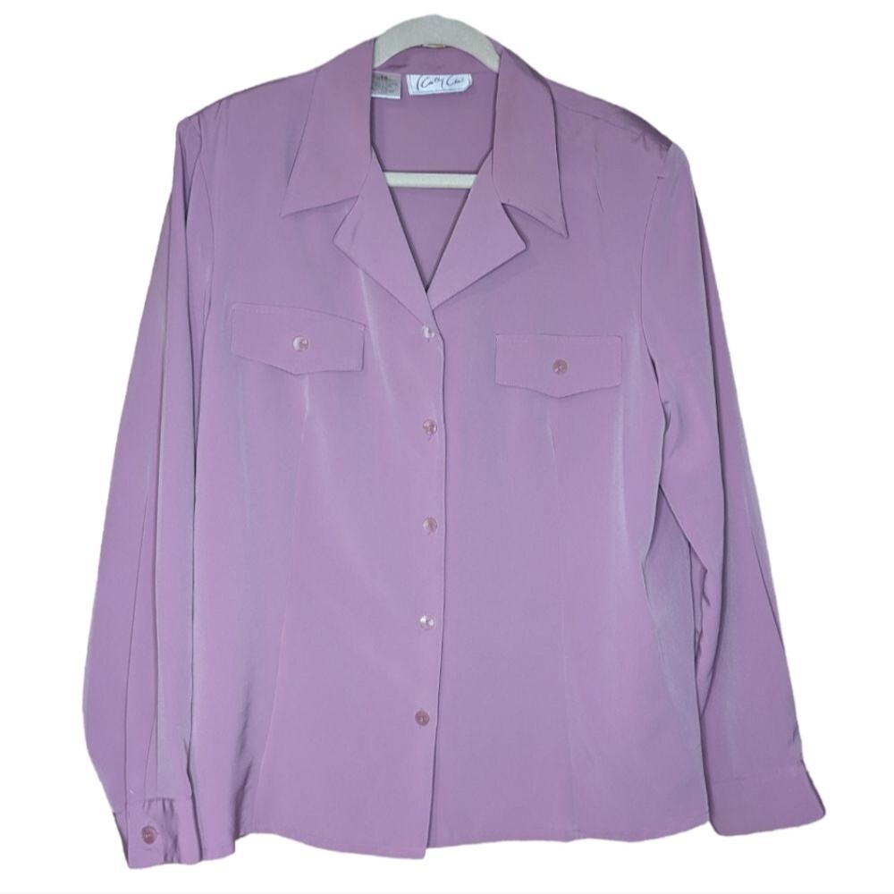 Women's Vintage Kathy Che Long Sleeve Lavender Top, Size 16